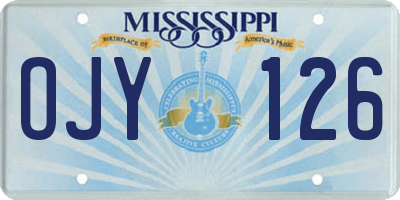 MS license plate OJY126