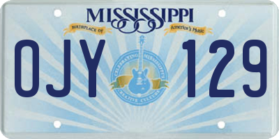 MS license plate OJY129