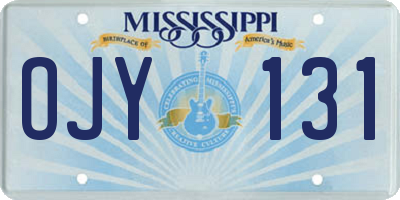 MS license plate OJY131