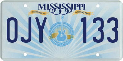 MS license plate OJY133