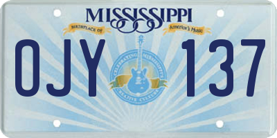 MS license plate OJY137