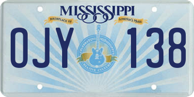 MS license plate OJY138