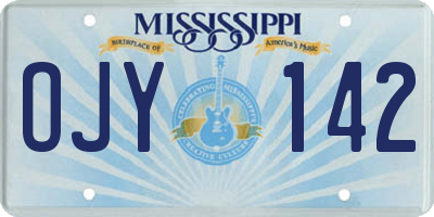 MS license plate OJY142