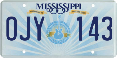 MS license plate OJY143