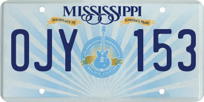 MS license plate OJY153