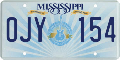 MS license plate OJY154