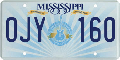 MS license plate OJY160