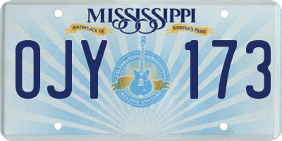 MS license plate OJY173