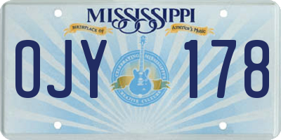 MS license plate OJY178