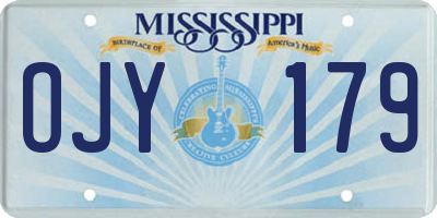 MS license plate OJY179