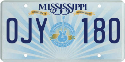 MS license plate OJY180