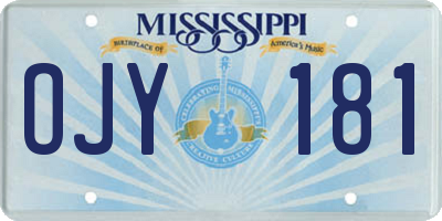 MS license plate OJY181