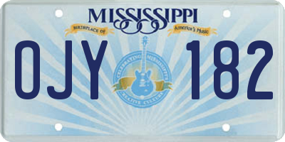 MS license plate OJY182