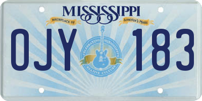 MS license plate OJY183