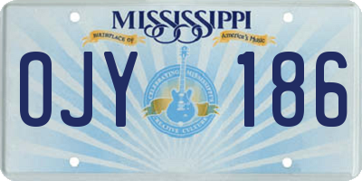 MS license plate OJY186