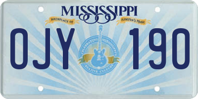 MS license plate OJY190