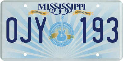 MS license plate OJY193