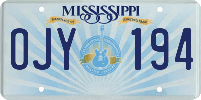 MS license plate OJY194