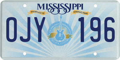 MS license plate OJY196