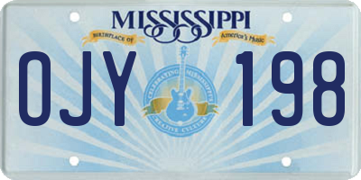 MS license plate OJY198