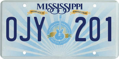 MS license plate OJY201