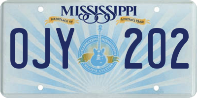 MS license plate OJY202