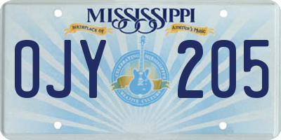 MS license plate OJY205