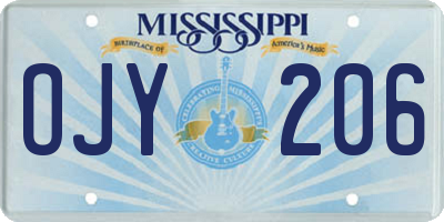 MS license plate OJY206