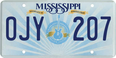 MS license plate OJY207