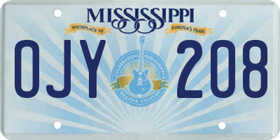 MS license plate OJY208