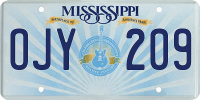 MS license plate OJY209