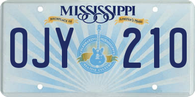 MS license plate OJY210