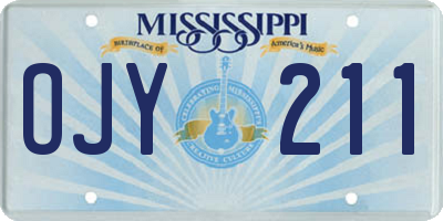 MS license plate OJY211