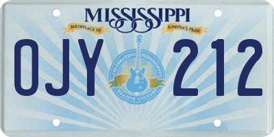 MS license plate OJY212