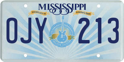 MS license plate OJY213