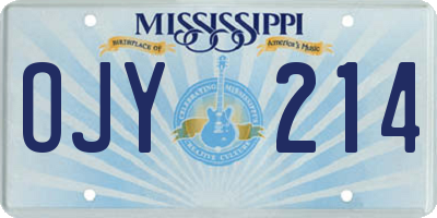 MS license plate OJY214