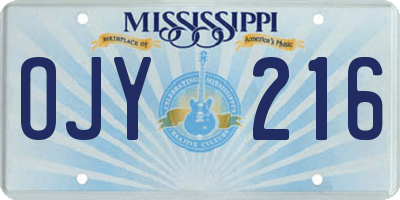 MS license plate OJY216