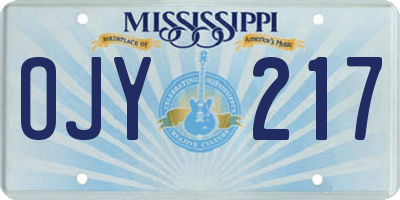 MS license plate OJY217