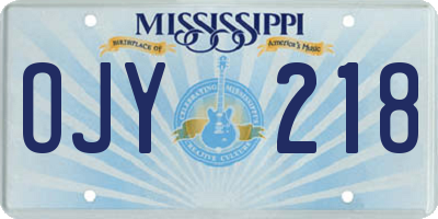 MS license plate OJY218