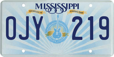 MS license plate OJY219
