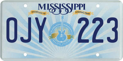 MS license plate OJY223