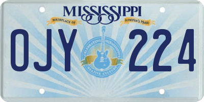 MS license plate OJY224