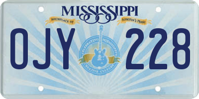 MS license plate OJY228