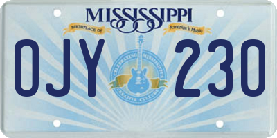 MS license plate OJY230