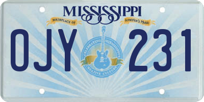 MS license plate OJY231