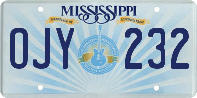 MS license plate OJY232
