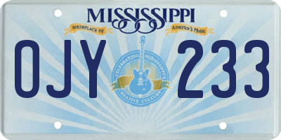 MS license plate OJY233