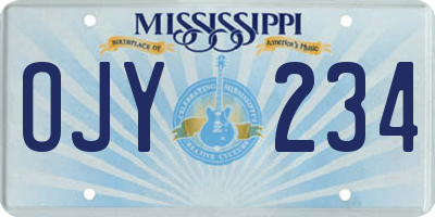 MS license plate OJY234