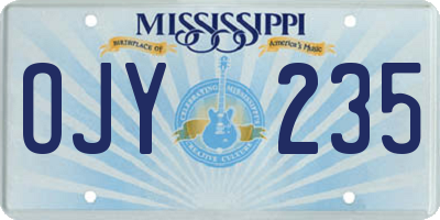 MS license plate OJY235