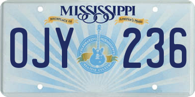 MS license plate OJY236